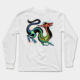 Rainbow Dragon Skeleton Long Sleeve T-Shirt